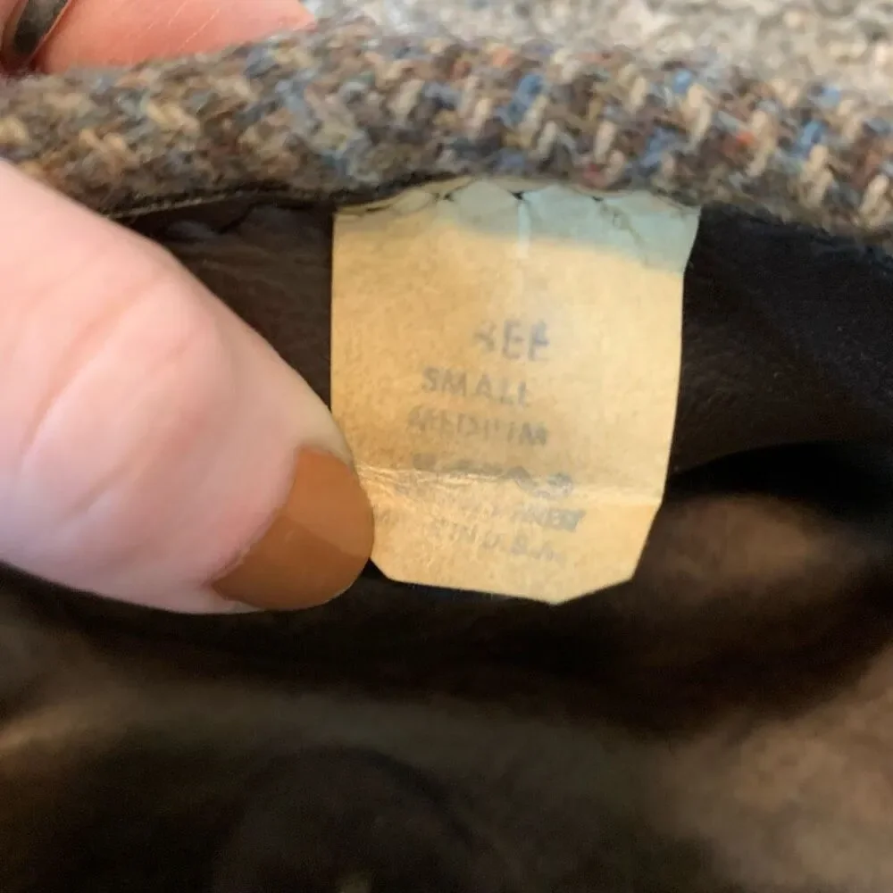 Vintage Brown Plaid Wool Captains Hat Cabbie Cab Hat Unisex - Picture 8 of 8